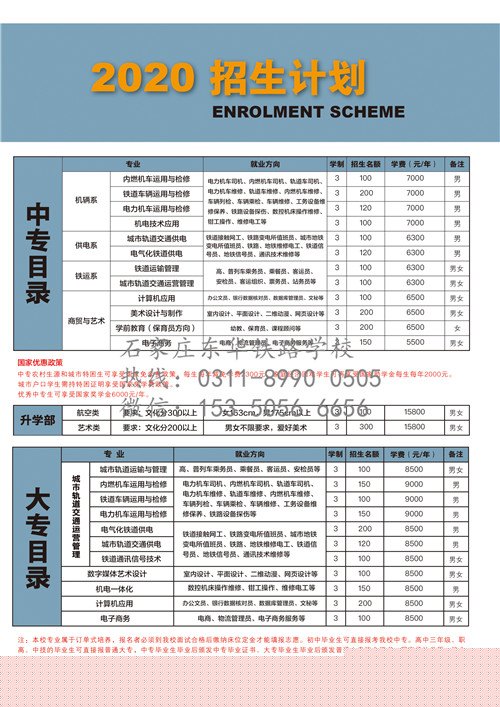石家莊東華鐵路學(xué)校專業(yè)